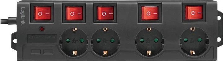 Listwa zasilająca LogiLink 4 gniazda LPS251 Black (4052792060584) - obraz 2