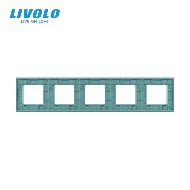 Рамка 5-постова LIVOLO, загартоване скло, зелена, 365×80 мм (C7-SR/SR/SR/SR/SR-18) - зображення 4