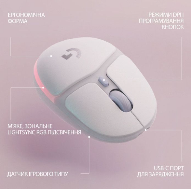 Миша Logitech G705 Lightspeed Wireless Gaming White (910-006367,910-006367) - изображение 8