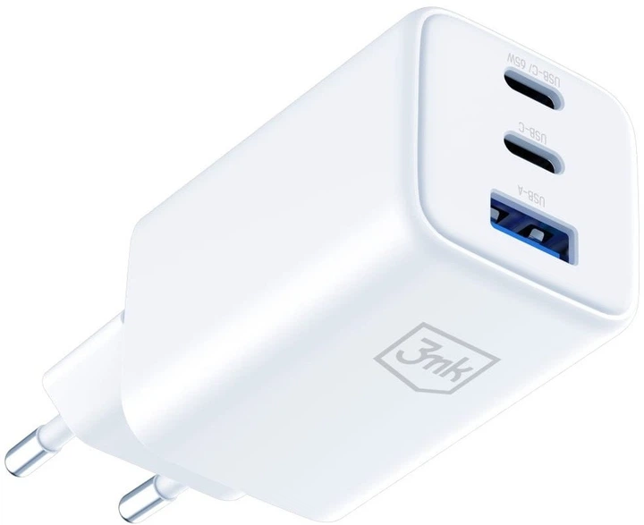 Ładowarka sieciowa 3MK Hyper Charger 65W GaN QC4+ White (5903108640107) - Zdjęcie 2 Ładowarka sieciowa 3MK Hyper Charger 65W GaN QC4+ White (5903108640107) - obraz 2