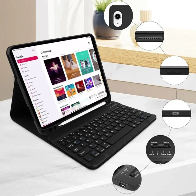 Чехол-клавиатура для планшета iPad 10.9" 10th Gen/11" 11th Gen черный, беспроводная Bluetooth, съемная QWERTZ - изображение 3