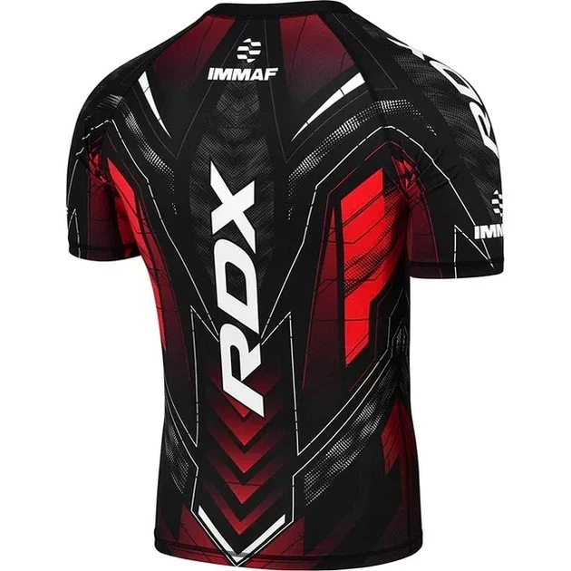 Футболка компрессионная RDX IMMAF Approved Half Sleeves Compression Shirt (CSH-IMF-1R) Black/Red XXL - изображение 2