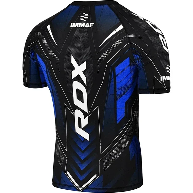 Футболка компрессионная RDX IMMAF Approved Half Sleeves Compression Shirt (CSH-IMF-1U) Black/Blue L - изображение 2