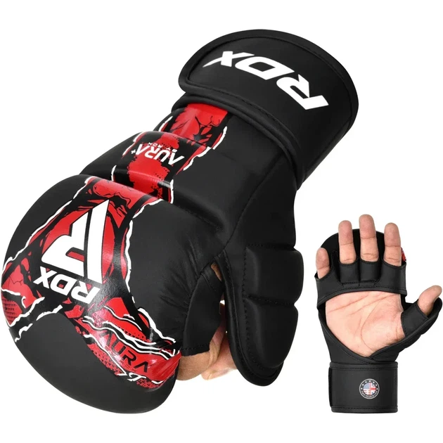 Перчатки для MMA RDX Grappling Gloves Shooter Aura F17 (GSR-F17BR) Black/Red S - изображение 3
