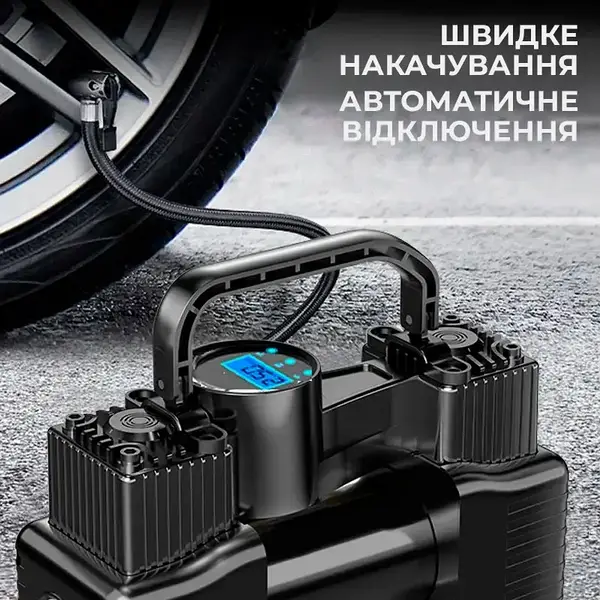 Портативний автомобільний компресор з дисплеєм та живленням від прикурювача Air pump XL-1025 12V - зображення 5