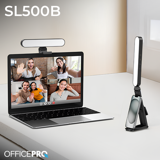 LED світло для стримів та відеоконференцій OfficePro SL500B Black з дистанційним керуванням - Фото 1 LED світло для стримів та відеоконференцій OfficePro SL500B Black з дистанційним керуванням - зображення 1