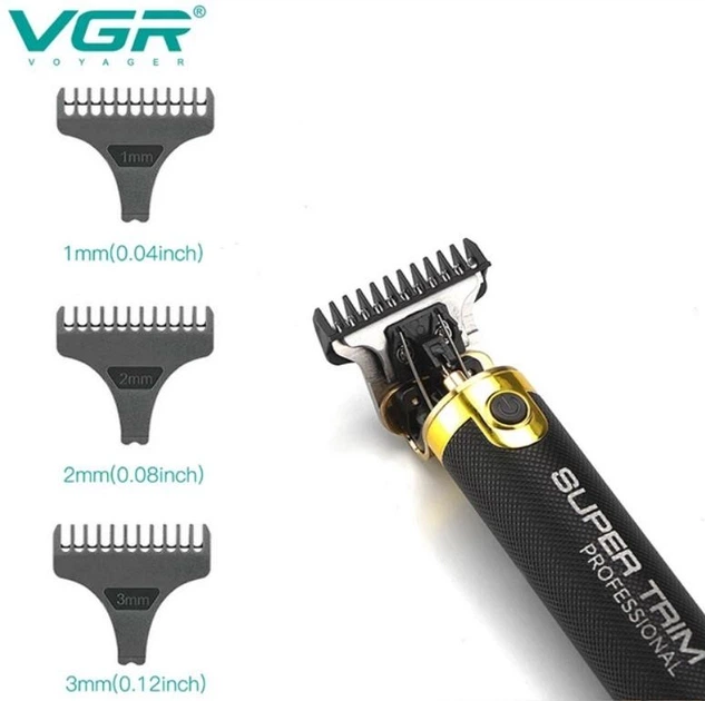 Машинка для стрижки VGR V-082 акумуляторна тример для волосся і бороди з USB зарядкою 300 хв роботи насадки 1 2 3 мм нержавіючі леза - Фото 2 Машинка для стрижки VGR V-082 акумуляторна тример для волосся і бороди з USB зарядкою 300 хв роботи насадки 1 2 3 мм нержавіючі леза - зображення 2