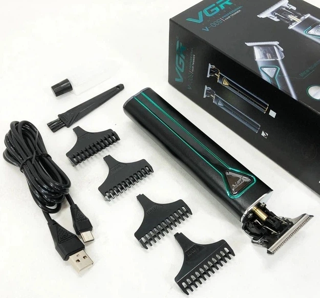 Тример для бороди та окантовки VGR V-009 професійний акумуляторний з Turbo-режимом Т-подібне лезо 40 мм машинка для стрижки контурів бороди вусів USB 1200 мАг 250 хв автономності - изображение 5
