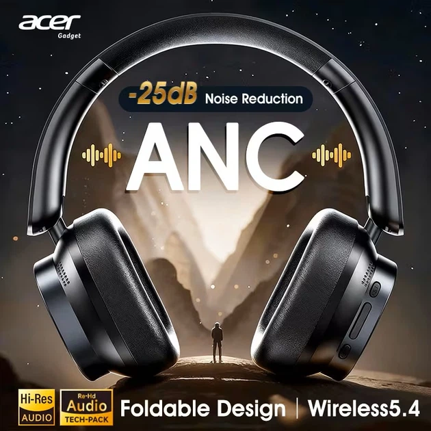 Acer OHR633 беспроводные накладные наушники с ANC – Bluetooth 5.4, глубокий бас, HD звонки, длинная автономность - изображение 5