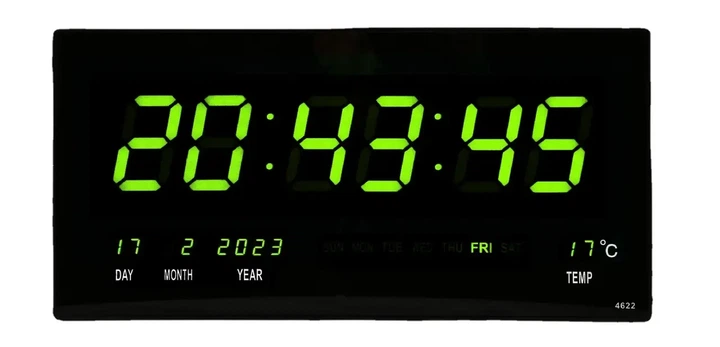 Настенные электронные часы LED Digital Clock JH 4622 зеленая подсветка 46×22 см большой дисплей - изображение 2