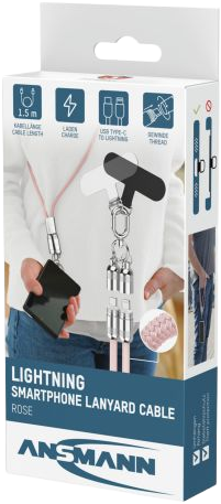 Kabel smyczkowy Ansmann USB Type-C to Lightning 27W 1.2 m Pink (1700-0189) - obraz 2