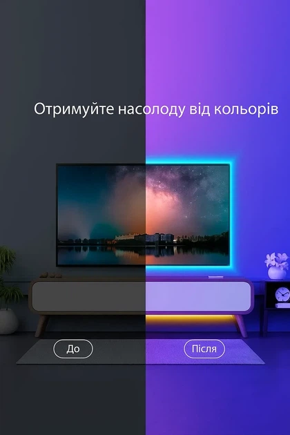 Умная светодиодная лента-гирлянда Smart RGB 5050 с приложением для Bluetooth + пульт. Комплект длиной 5 метров, водостойкий, работает от USB и Powerbank - изображение 6