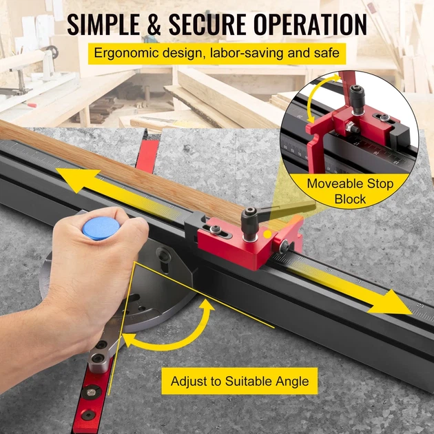 VEVOR Miter Gauge, 457 мм (18") настольна точна торцева пила з лазерною шкалою маркування - зображення 13