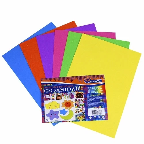 Фоаміран (флексика) EVA 1.7±0.1MM Fluorescent Glitter HQ A4 (21X29.7CM) 6 арк.17FA4-MIX - Фото 1 Фоаміран (флексика) EVA 1.7±0.1MM Fluorescent Glitter HQ A4 (21X29.7CM) 6 арк.17FA4-MIX - зображення 1