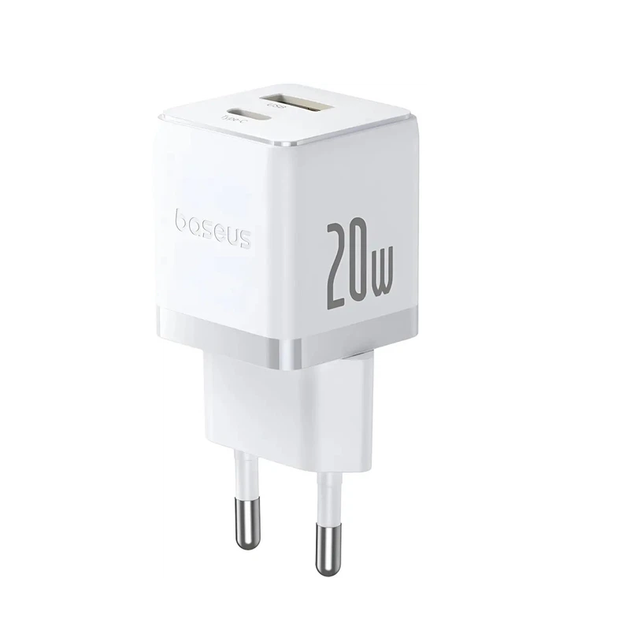 Сітчасте зарядне пристрій 1USB + Type-C Baseus Palm Fast Charger 20W EU Moon White 75175 - Фото 1 Сітчасте зарядне пристрій 1USB + Type-C Baseus Palm Fast Charger 20W EU Moon White 75175 - зображення 1