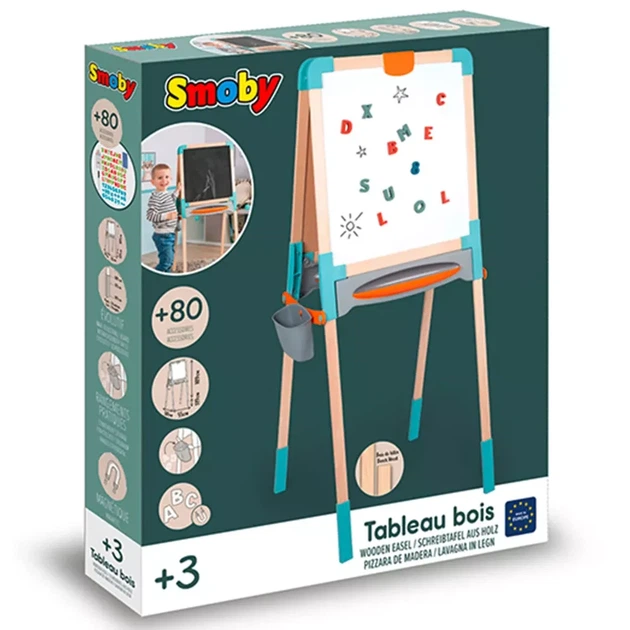 Дерев'яний мольберт Smoby Toys Веселе навчання двосторонній (410401) - изображение 4