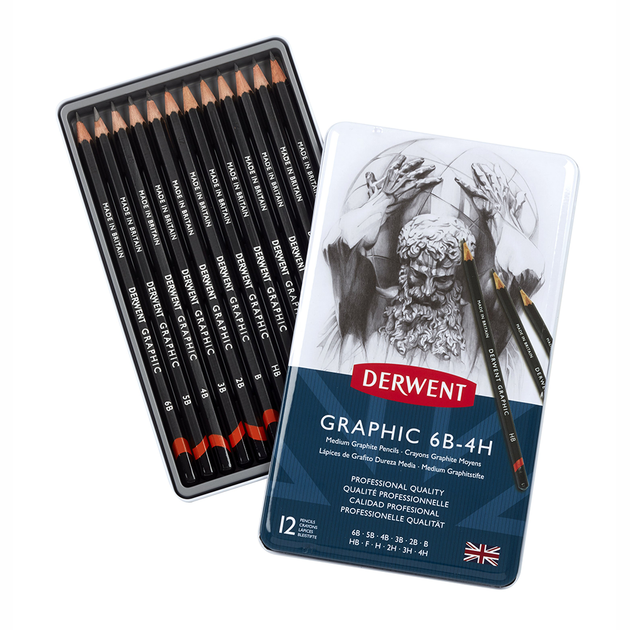 Графитные карандаши Graphic Hard 12шт Derwent - Фото 2 Графитные карандаши Graphic Hard 12шт Derwent - изображение 2