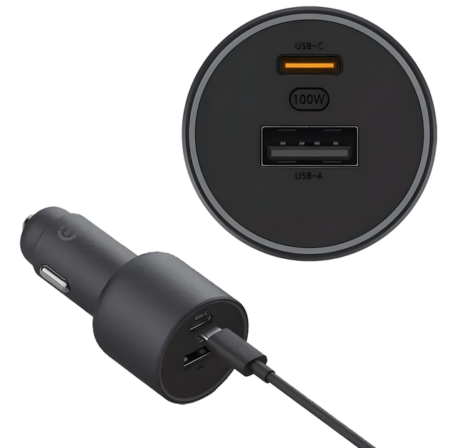 Автомобильное зарядное устройство Xiaomi Mi 100W Max 1A1C USB Type-A Type-C QC3.0 PD3.0 Black - изображение 2