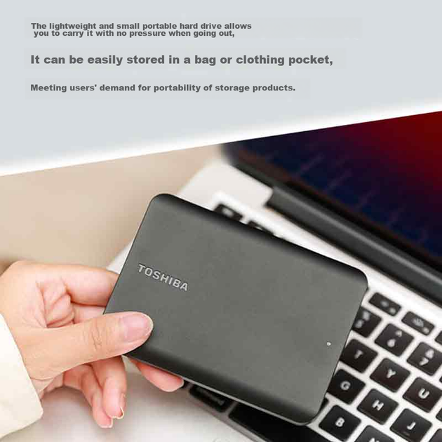 Внешний жесткий диск TOSHIBA 2 ТБ, механический, новый, компактный, черный, формат A5, USB 3.2 Gen 1, 2,5 дюйма, совместим с Mac, для хранения данных, тонкий и портативный. - изображение 5