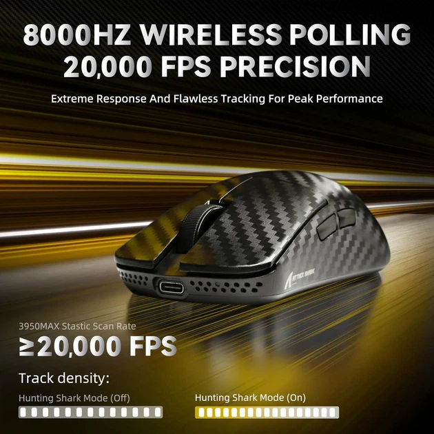 Игровая беспроводная мышка Attack Shark R11 Ultra / Три режима подключения / 42 000 DPI / Cенсор PixArt PAW3950MAX / Weave Black - изображение 5