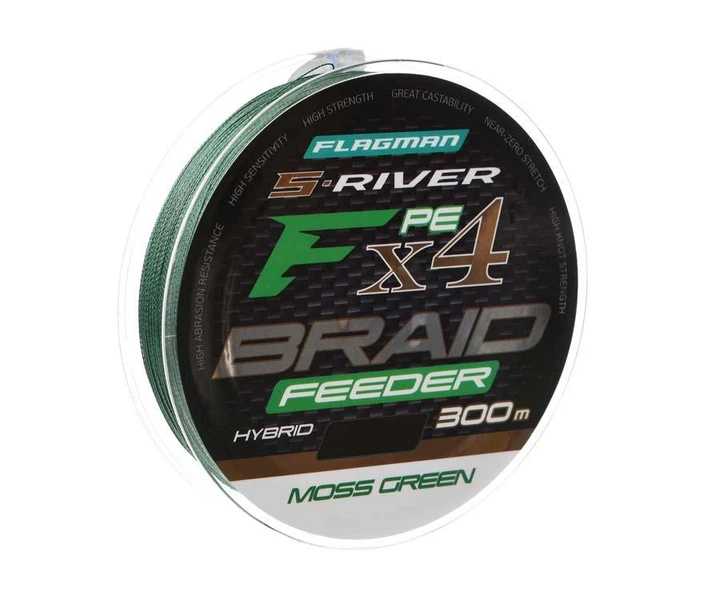 Шнур Flagman S-River PE Braid Hybrid F4 Feeder 300м Moss Green 0.18мм 10.5кг - Фото 1 Шнур Flagman S-River PE Braid Hybrid F4 Feeder 300м Moss Green 0.18мм 10.5кг - зображення 1