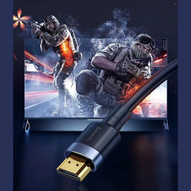 Кабель Baseus Cafule HDMI 4K to HDMI 4K 2m Black (CADKLF-F01) - изображение 10