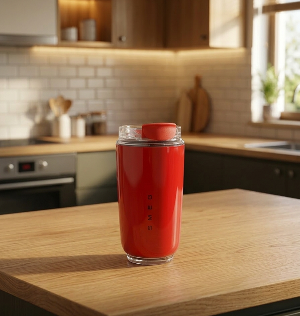 Термокружка в стиле SMEG Wall Mug с двойными стенками и поворотной крышкой Красная - Фото 3 Термокружка в стиле SMEG Wall Mug с двойными стенками и поворотной крышкой Красная - изображение 3