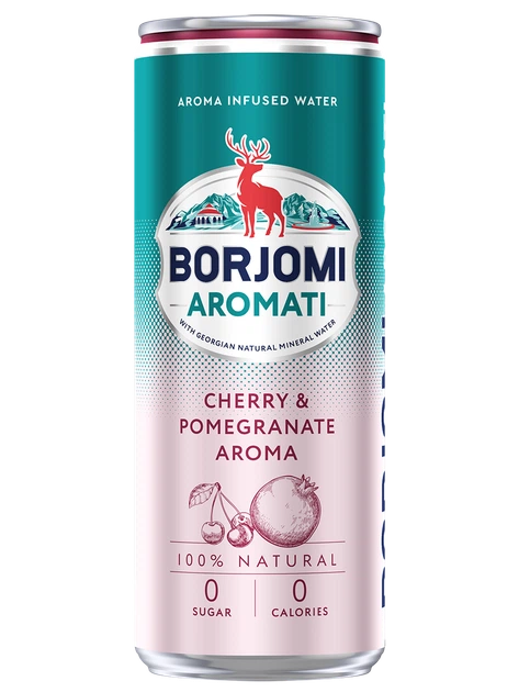 Упаковка сильногазованого напою Borjomi Aromati з ароматом Вишні та Гранату 0,33 л х 12 банок - Фото 4 Упаковка сильногазованого напою Borjomi Aromati з ароматом Вишні та Гранату 0,33 л х 12 банок - изображение 4