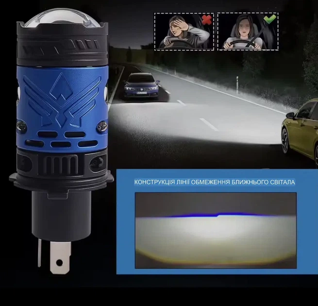 LED лампа H4 SANVI G3 130W Bi-LED 6000K з лінзою | Ближнє/дальнє світло Plug&Play 12V - изображение 7