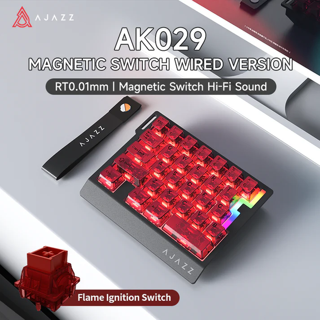 Геймерська Магнітна Клавіатура AJAZZ Blackadder Ak029 Чорна з Червоним - зображення 2