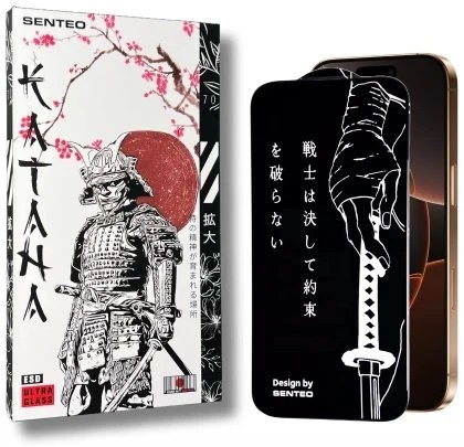 Захисне скло Senteo Katana Tempered Glass 2.5D iPhone 14 Pro Max/iPhone 15 Plus/iPhone 16 Plus Black - изображение 6