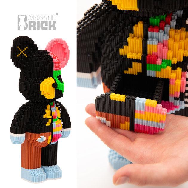 Конструктор 3д для взрослых и детей ArcaneBrick 49см сборный блочный медведь конструктор magic blocks в форме 3D мишки - изображение 4