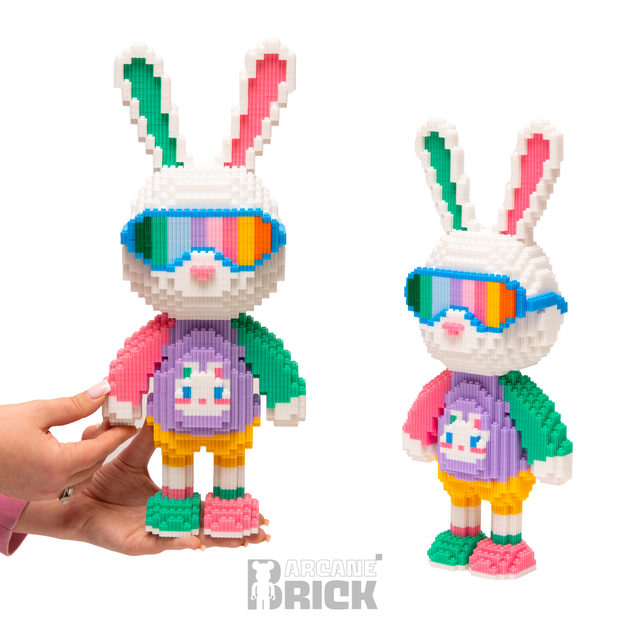 Конструктор 3д для дорослих і дітей ArcaneBrick "White Rabbit" 40 см збірний блочний конструктор тварина у формі 3D інтер'єрний - зображення 2