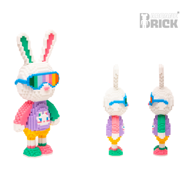 Конструктор 3д для дорослих і дітей ArcaneBrick "White Rabbit" 40 см збірний блочний конструктор тварина у формі 3D інтер'єрний - зображення 3