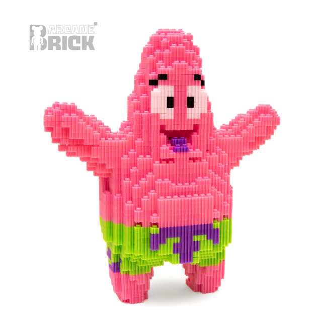 Конструктор 3д для дорослих і дітей ArcaneBrick "Патрік" 24 см збірний блочний конструктор із мультфільму губка боб у формі 3D - зображення 3