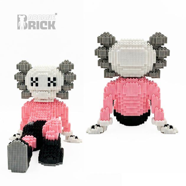 Конструктор 3д для взрослых и детей ArcaneBrick "Kaws Pink Companion" 25см сборный блочный конструктор в форме 3D фигурка кавс - изображение 2