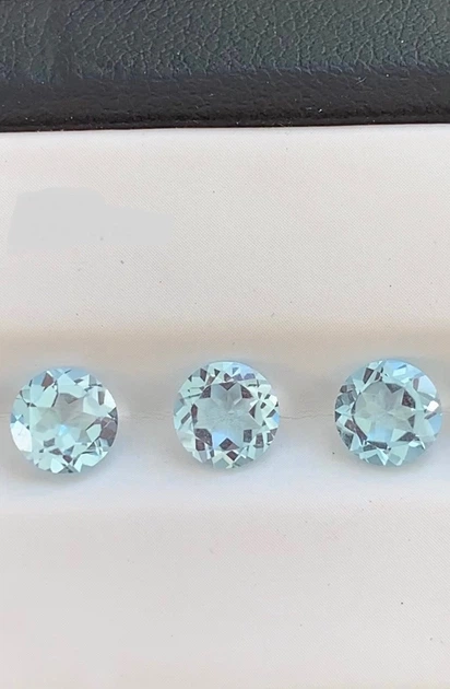 Натуральный голубой топаз 6.5 мм 1.3 ct огранка круг - Фото 7 Натуральный голубой топаз 6.5 мм 1.3 ct огранка круг - изображение 7