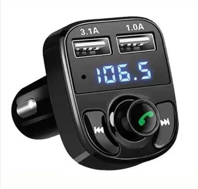 FM-модулятор Bluetooth FM-X8 ART-4522 автомобільний трансмітер у прикурювач з USB microSD AUX hands free модулятор у машину з LED дисплеєм зарядка телефону трансмітер для авто 12-24В підтримка MP3 FLAC WAV WMA APE - изображение 2