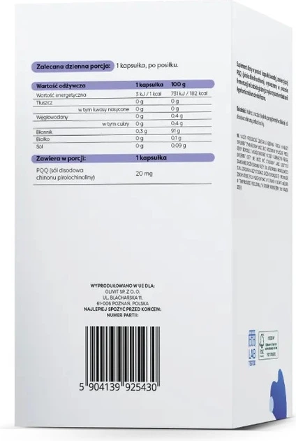 Suplement diety Osavi PQQ 20 mg 60 kapsułek (5904139925430) - obraz 2