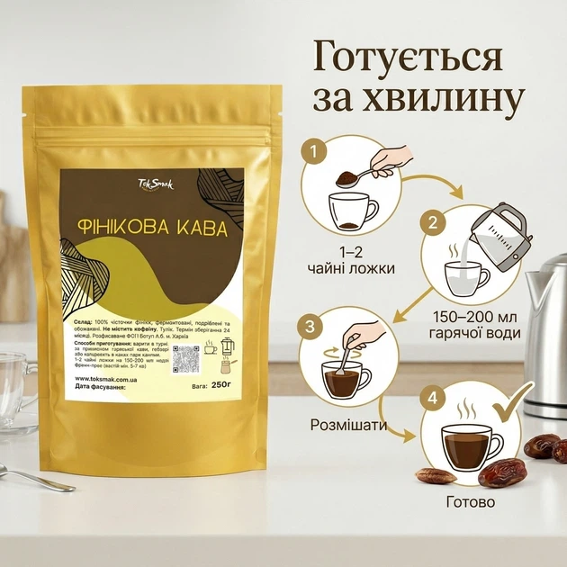 Финиковый кофе TokSmak 250 г без кофеина - изображение 5