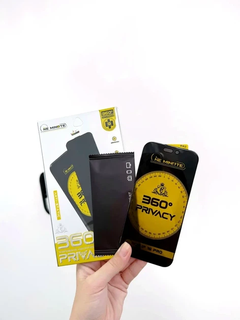 Захисне скло Privacy NeMinute для iPhone 17 Pro Max із максимальним захистом від подряпин чорне - Фото 2 Захисне скло Privacy NeMinute для iPhone 17 Pro Max із максимальним захистом від подряпин чорне - зображення 2