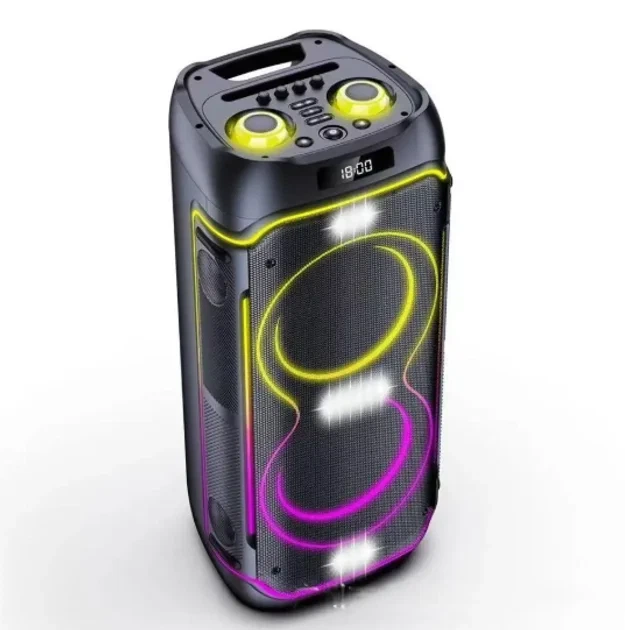 Портативная колонка ZXX с караоке и 2 микрофонами, Bluetooth, TWS, FM, USB, мощный бас, LED подсветка - изображение 4
