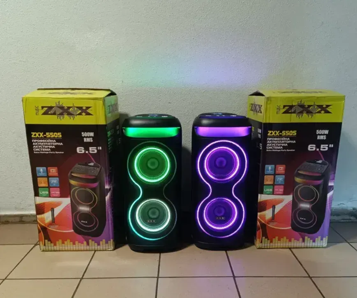 Акустична переносна колонка ZXX Bluetooth з мікрофоном, караоке, FM-радіо, USB, TF, AUX, LED-підсвітка, TWS - зображення 6