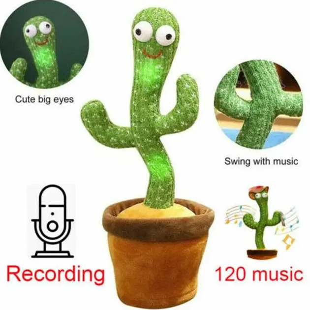 Танцующий кактус, свето - музыкальная игрушках, Dancing Cactus TikTok кактус в вазоне 34 см - Фото 4 Танцующий кактус, свето - музыкальная игрушках, Dancing Cactus TikTok кактус в вазоне 34 см - изображение 4