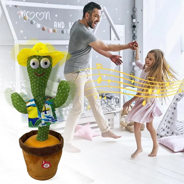 Танцующий кактус, свето - музыкальная игрушках, Dancing Cactus TikTok кактус в вазоне 34 см - Фото 5 Танцующий кактус, свето - музыкальная игрушках, Dancing Cactus TikTok кактус в вазоне 34 см - изображение 5