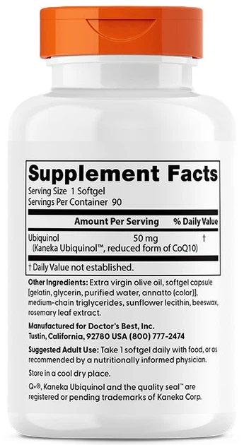 Убіхінол Doctor's Best Ubiquinol з Kaneka 50 мг 90 капсул (753950001787) - зображення 2