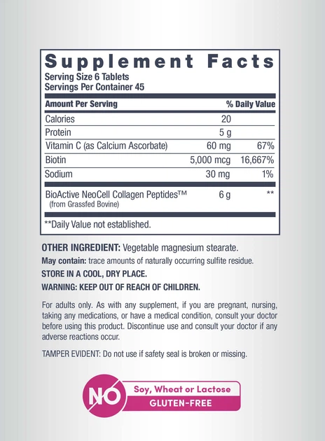 Колаген NeoCell Collagen Peptides + C and Biotin 6000 мг 270 таблеток (16185132627) - зображення 2