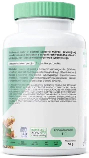 Adaptogeny Osavi Ashwagandha, Rhodiola & Ginseng 120 kapsułek (5904139924716) - obraz 3