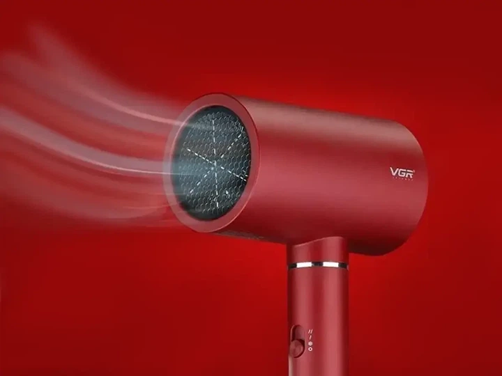Компактный профессиональный дорожный фен VGR V-431 с холодным обдувом мощностью 1800 Вт бордо - изображение 4