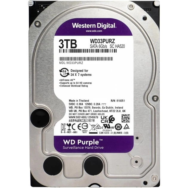 HDD 3000Gb, IntelliPower, WD Purple, 256M, SATA 6Gb/s (WD33PURZ) - изображение 3